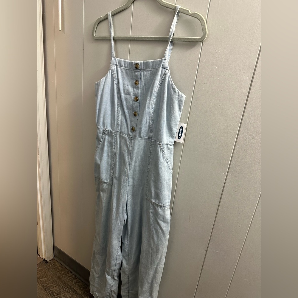 Old Navy Light Blue Denim Jumpsuit with Button Front detail